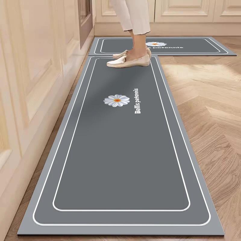 Diatomite Kitchen Mat Foot Mats Super Absorbent Kitchen Rug Long Bedside Area Rugs Carpet Anti Slip Bathroom Kitchen Accessories