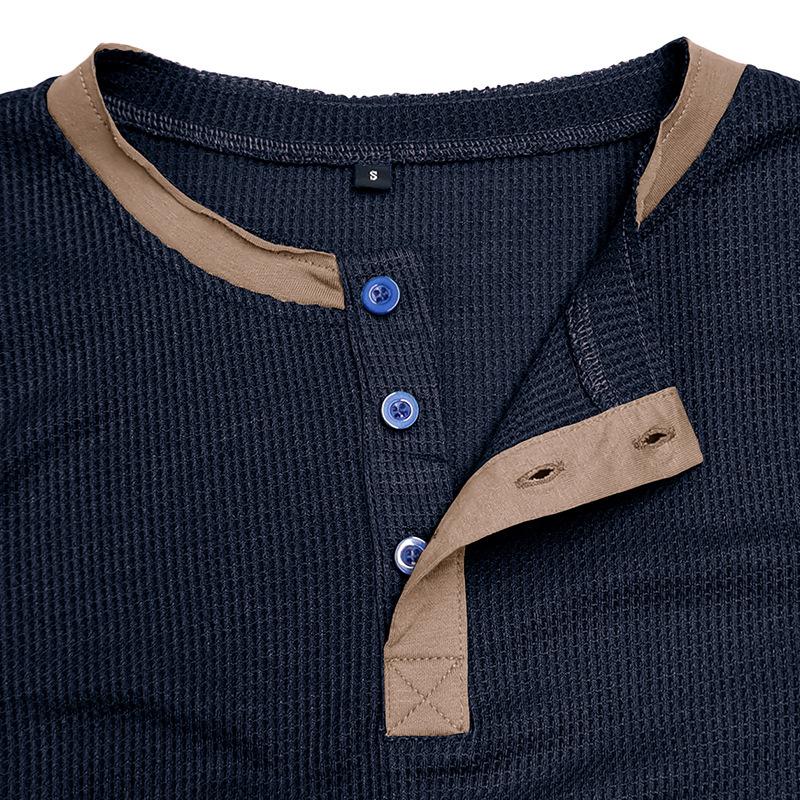 Retro Men'S Outdoor Loose Autumn Hoodie Casual Long Sleeved Henley Collar Top Shirt Cardigan