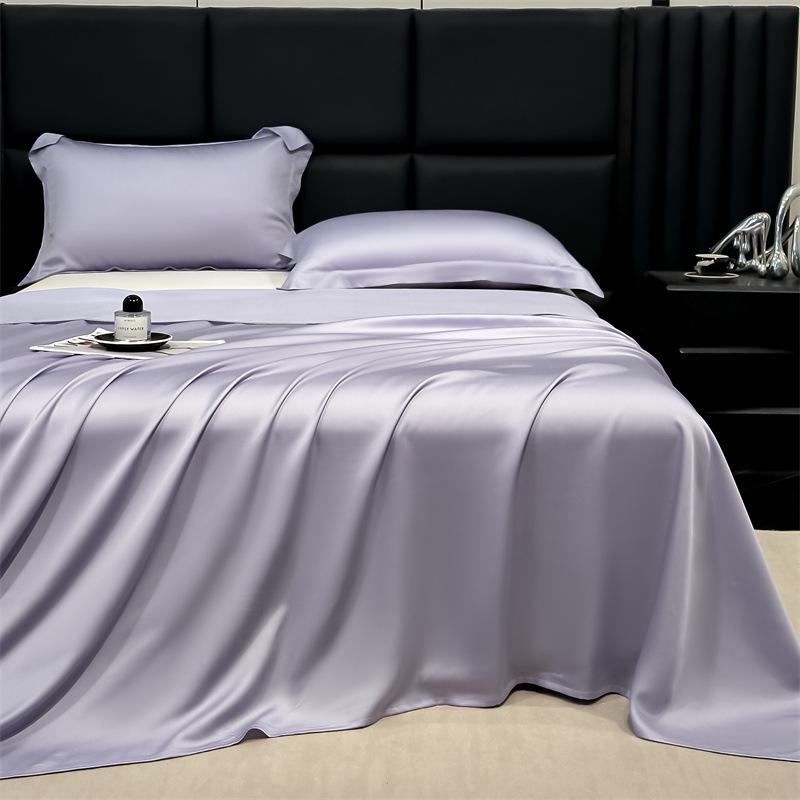 Solid Color Ice Silk Bed Sheet Set - Summer Cooling, Double/Single, Three-Piece, 2025 Edition