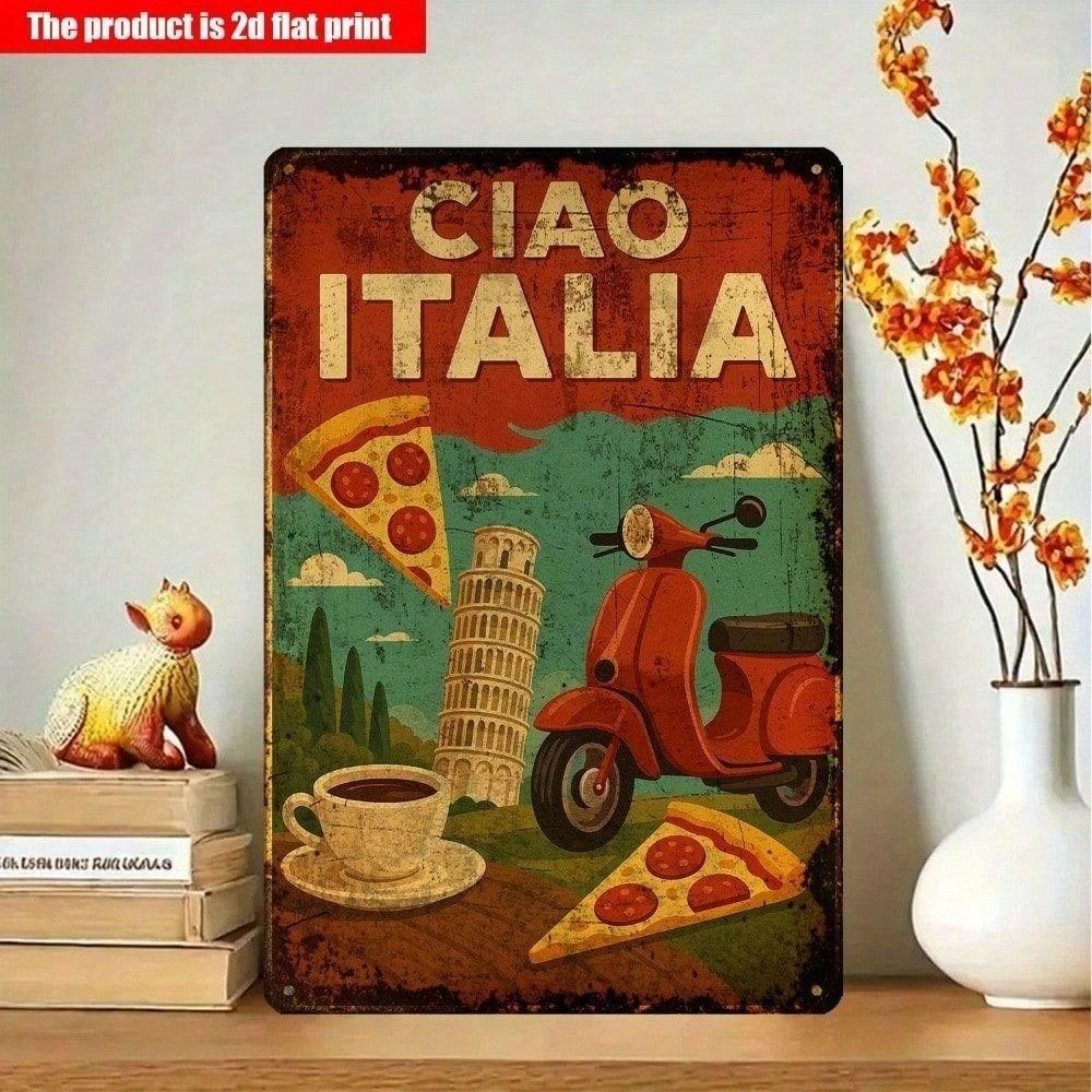 Vintage Retro Ciao Italia Metal Poster Wall Decor for Kitchen Cafe Bar