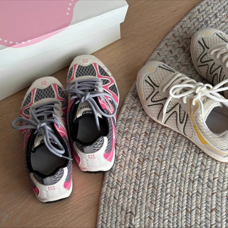 Retro Contrasting Color Splicing Ballet Girl New Breathable Mesh Fashionable Versatile Casual