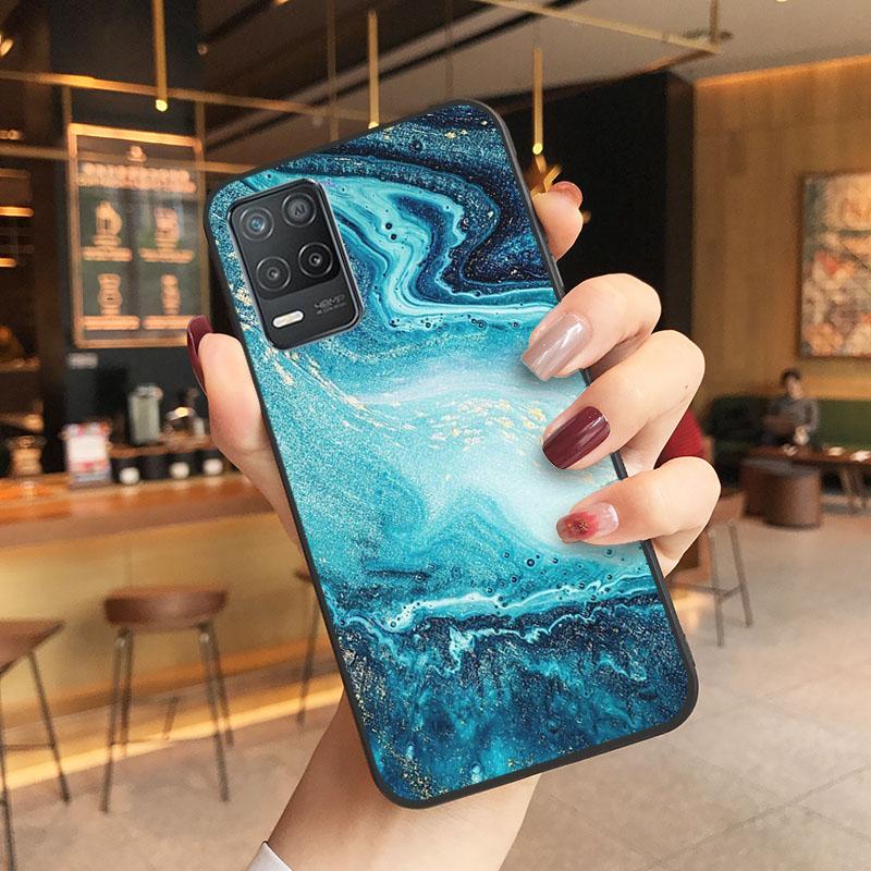 Blaue Marmor-Telefonhülle für OPPO Realme 8 7 6 5 C3 C21 C20 C21Y C11 X50 X3 SuperZoom F19 A94 A74 A91 A53S A54 A15 A11