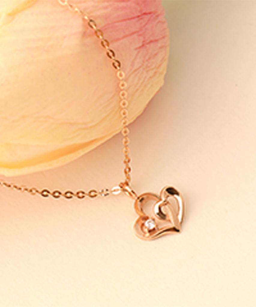 Loveenb [14K Gold] Double Heart Necklace
