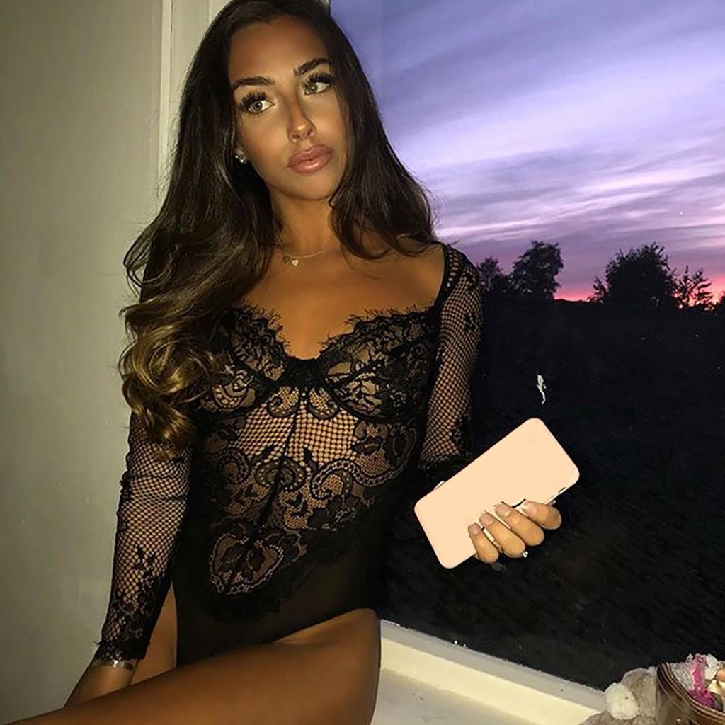 Tute da donna intere sexy da donna in pizzo con babydoll in pizzo e tute da notte
