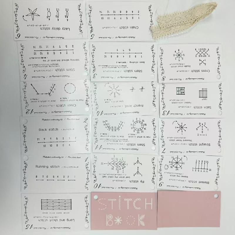 Embroidery Guidebook With Step By Step Stitching Pattern Sewing Manual for Beginner Hand Sewing Needlework Project