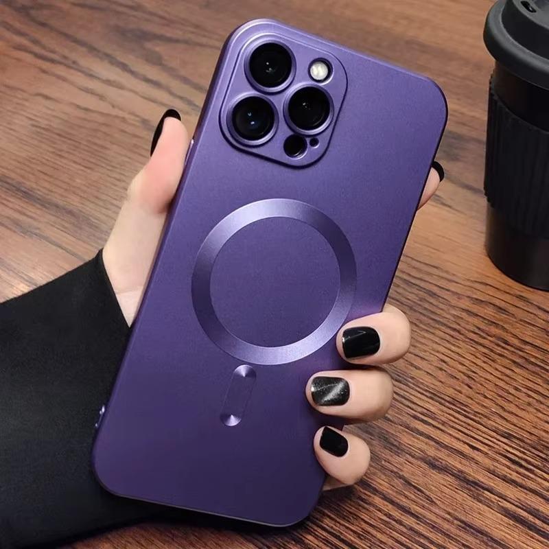 Magnetic Luxury Matte Magsafe Wireless Charging Case For iPhone 16e 15 14 13 11 12 Pro Max Plus Glass Lens Protection Soft Cover