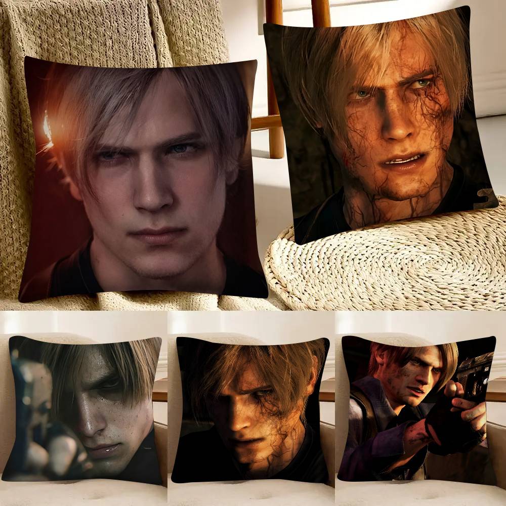 Leon Scott Kennedy Resident Evil Game Pillow Case Fashion Square Pillowcase Bedroom Sofa Room Ins Decoration Leisure
