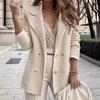 European and American Rib Knit Casual Blazer - Short and Loose Fit, Solid Color