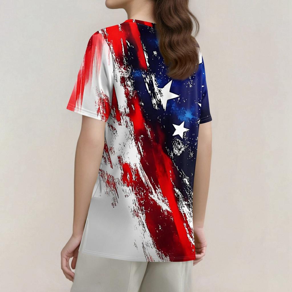 T Shirts For Women Round Neck Dressy Casual Blouses Printing Short Sleeve Summer Tops Loose Fit