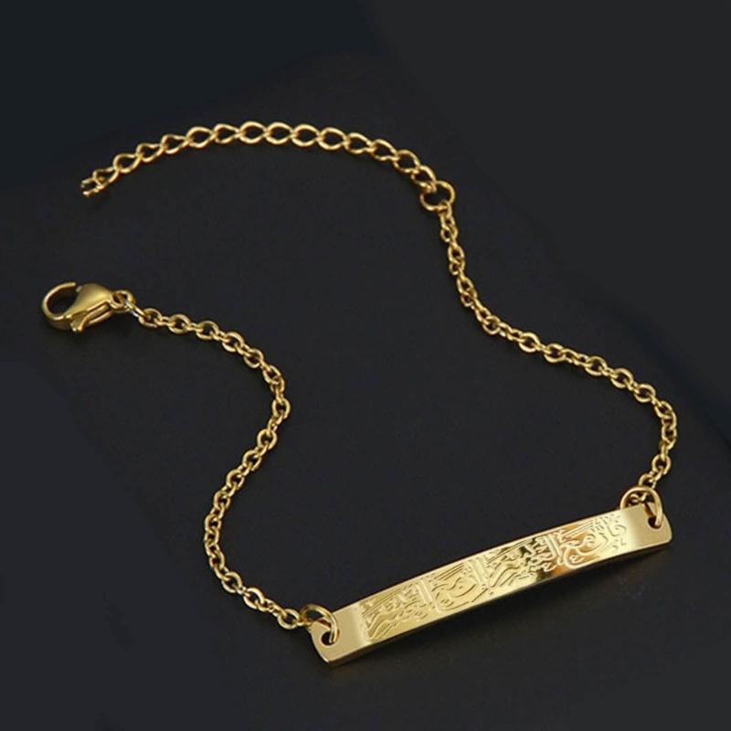 Edelstahl Islamisches Glaubensarmband Elegantes Arabische Kalligraphie Ayatul Kursi Anhängerarmband Islamische Armreifen Schmuck