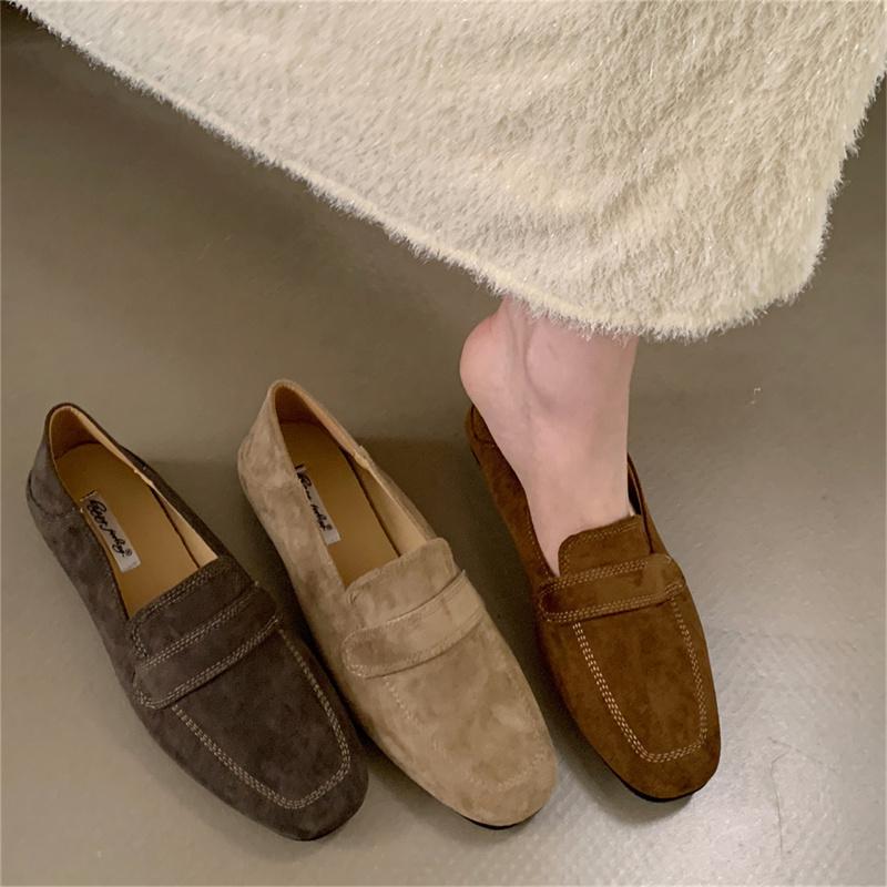 Bailamos Brand Women Flat Shoes Round Toe Shallow Slip On Ladies Casual Ballet Shoes Soft Leather Eelgant Balle Shoes