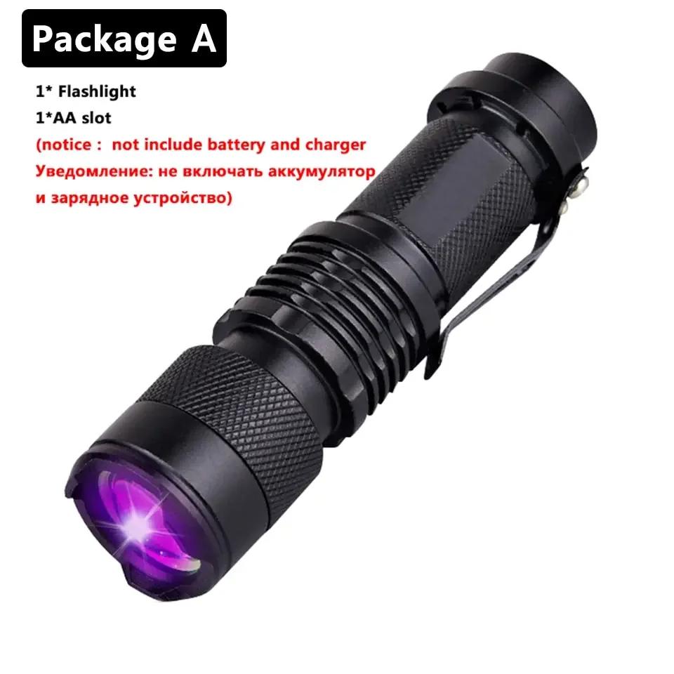 UV LED Portable Flashlight 395nm Black Light Wavelength Violet Flashlight Pet Urine Scorpion Feminine Hygiene Detector Torch