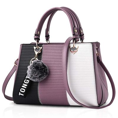 ZNYF Women's Handbag, PU Leather Shoulder Bag, Waterproof, Large Capacity, 2-Way, Gift (Purple)