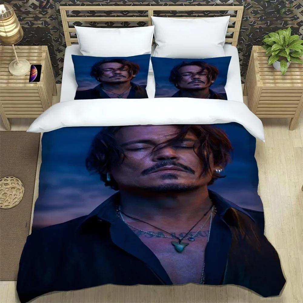 Johnny Depp Pattern Quilt Cover With Pillowcases 3D Digital Printed Bedding Set Twin Full Queen King Gift