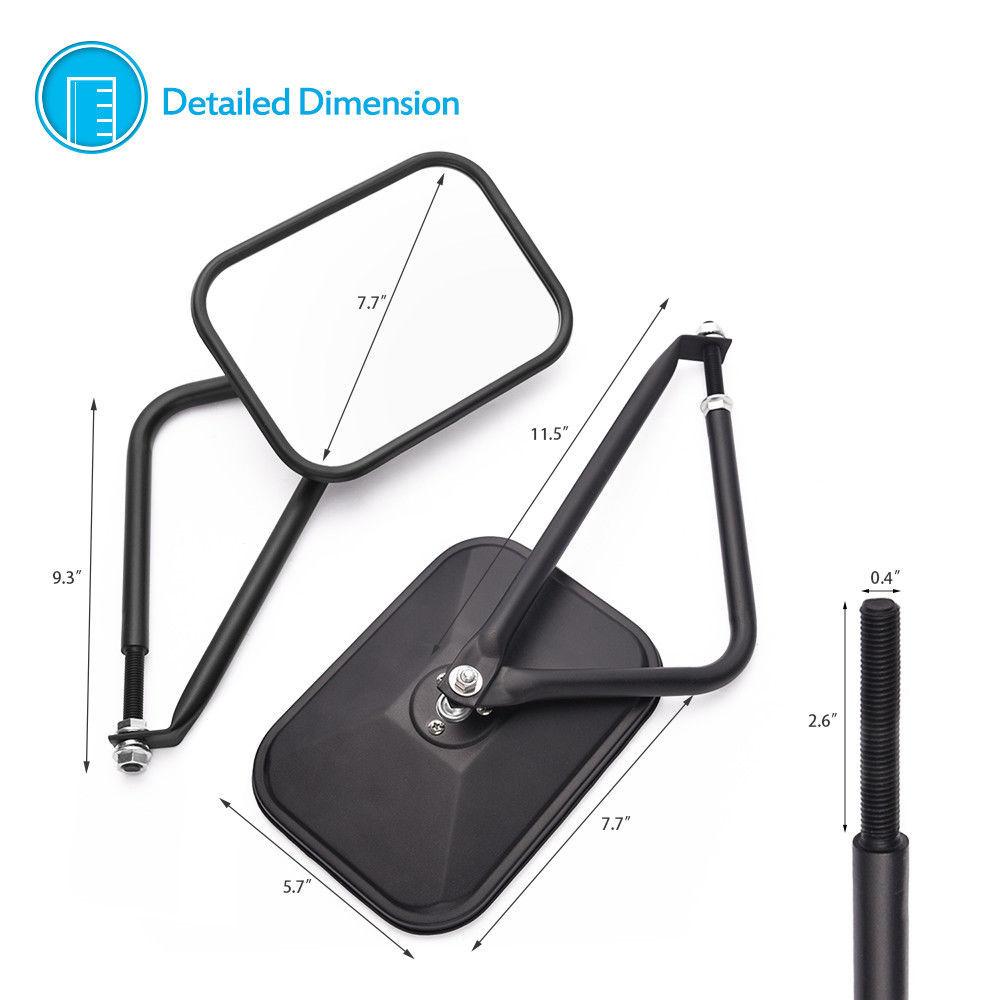 Doors Off Mirrors for Jeep Wrangler CJ YJ TJ JK JL & Unlimited, Wider Rearview Mirrors Square Door Side Hinge Mirror