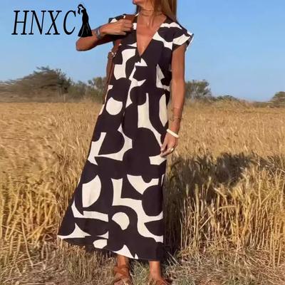 Women's Fashion Summer Spring Short Sleeve V-Neck Casual Dresses