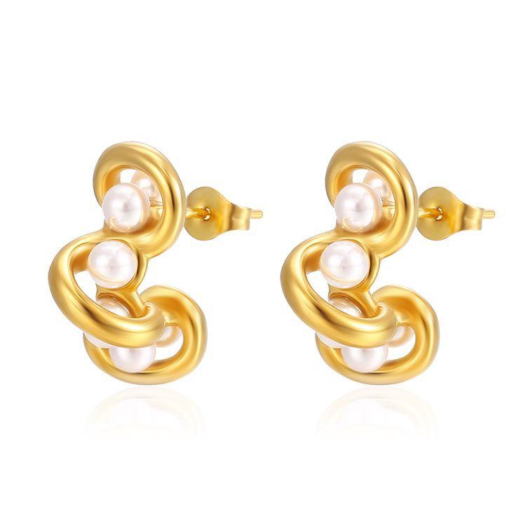 Fashion New Charm Women s Versatile Ear Buckle Stainless Steel Gold Plated Light Luxury Trendy Earrings Fashion Earring золотистый