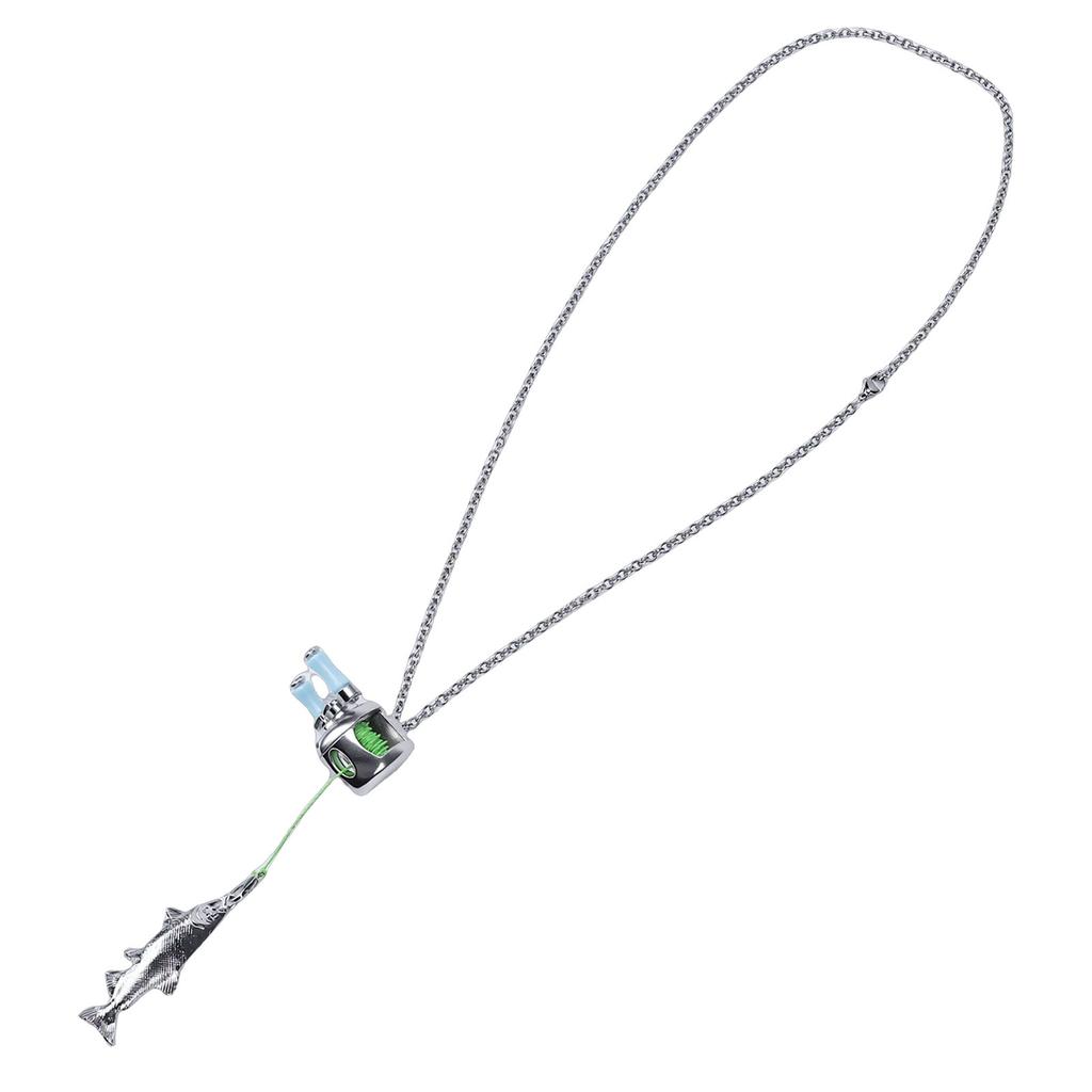   Fishing Reel Necklace   Reel Pendant Necklace with Rotating Handle for Backpack Collectibles
