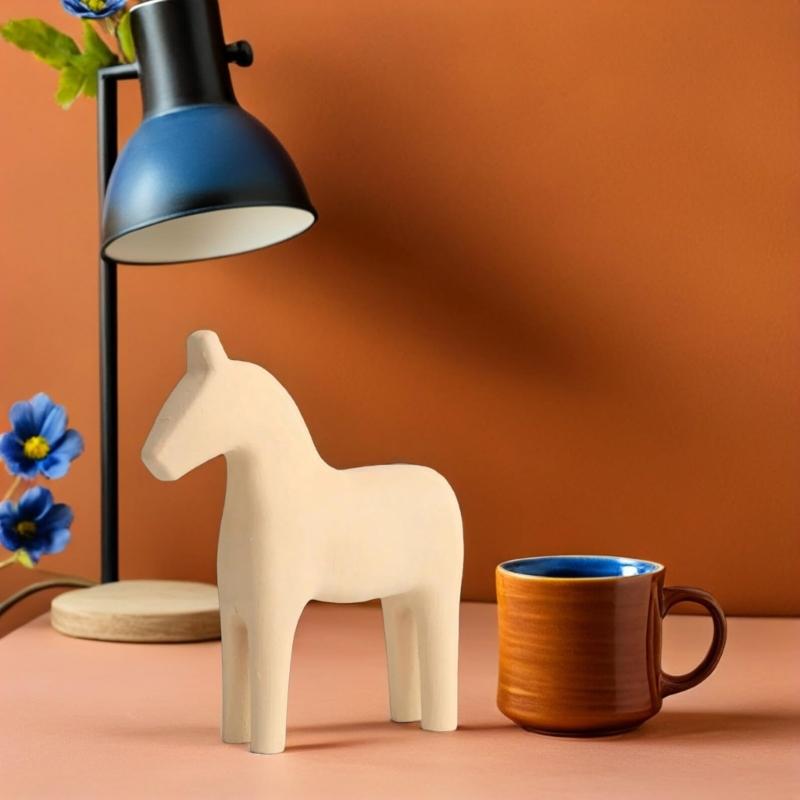 Stylish Swedish Dala Horse Figurine Art Piece Animal Statue for Bookshelves Desk Shelf Minimalist Room Aesthetic Decors