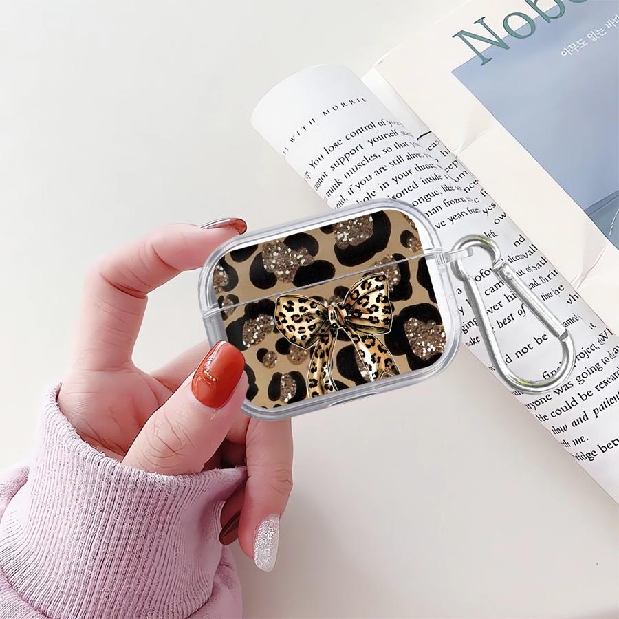 Clear Earphone Cases Cover Case For Airpods Pro Pro2 4 Pro3 2 1 3 Leopard Print Bow