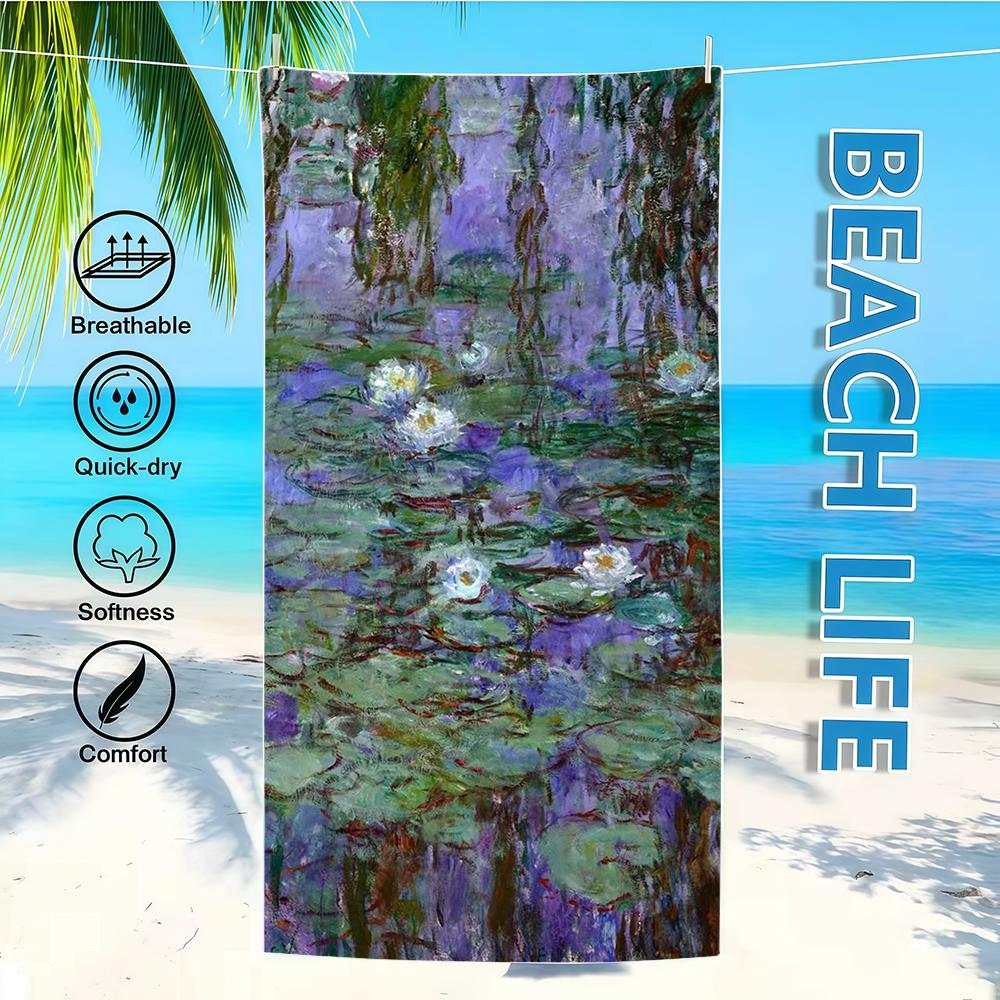 Handtuch Textil Bademantel Strand Schnelltrocknend Leicht Tragbar Camping Kunst Schwimmen M-MonetS Pool Reise