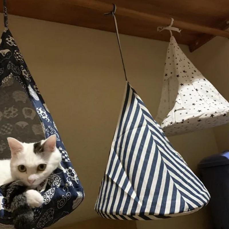 Amaca rimovibile per gatti domestici, lettiera per gatti lavabile e rimovibile, sospesa in lino, a forma di cono