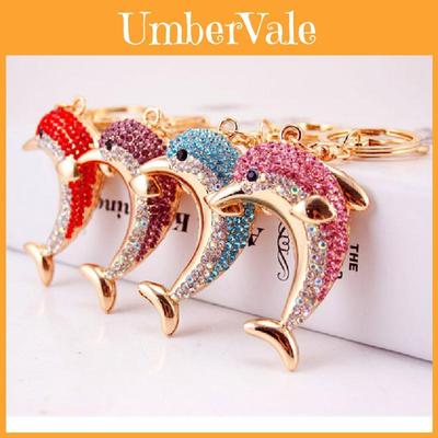 Sparkling Alloy Rhinestone Dolphin Car Keychain Ocean Charm Modern Simple Style