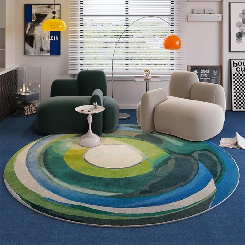 Heim-Anti-Rutsch-Retro-Teppich Leichte Luxus-Teppiche für Wohnzimmer Waschbare Lounge Weiche Bodenmatte Dopamin Schlafzimmer-Dekoration Runder Teppich