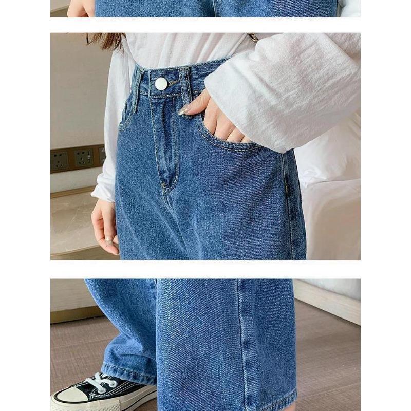 Pantaloni a gamba larga Jeans Donna Primavera e autunno Pantaloni larghi e dritti a vita alta