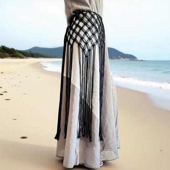 Women Belt Imitation Leather Adjustable Fit Flexible Cord-Style Waistband Bohemian Style Tassel Corset Skirts Jeans Accessories