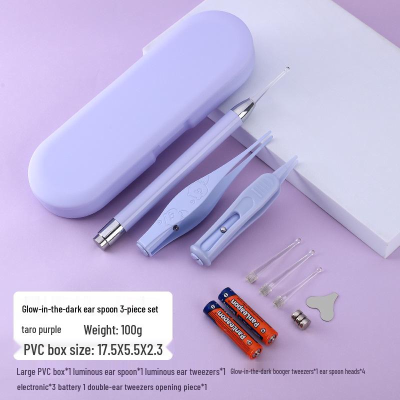 LED Ohrreinigungsset für Kinder: Leuchtendes Ohrstäbchen, Baby-Pinzette mit Licht & Wiederaufladbares Weichspitzen-Werkzeug