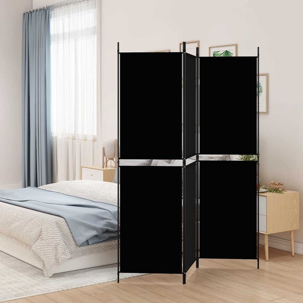 3 Piece Black Folding Screen 150 x 180 cm Fabric