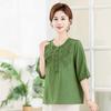 Cămașă elegantă de vară cu mânecă medie în stil chinezesc 2026 pentru femei de vârstă mijlocie