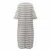 Damen Baumwolle Leinen Gestreiftes Kleid Sommer Locker Große Größe 4XL 5XL Maxikleid Robe Femme Lässig Lang Boho Kaftan Muslimisches Kleid