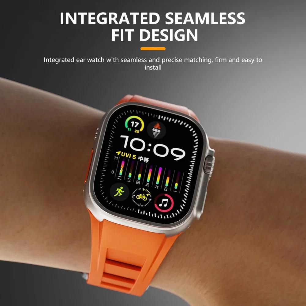 Classic Soft Silicone Strap for Apple Watch Ultra 2 49mm 45mm 44mm 42mm Sports Silicone Bracelet for IWatch Series 9 8 7 6 5 4 SE Correa
