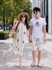 Korean Mother-Daughter Cotton Midi Dresses - Stylish Short Sleeve Summer Print
