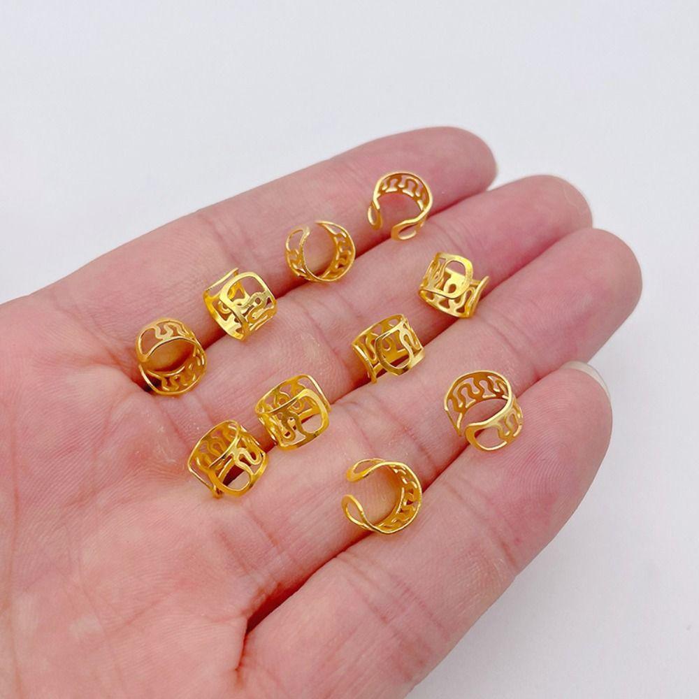 50pcs Charm Hair Braid Tubes Gold Hair Rings Hair Cuffs Clips Dreadlocks Beads African