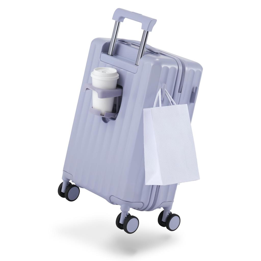 Carry S Japansk produsent bæreveske med koppholder og Stille Stor TSA Carry HENGSELBAR [MAIMO] Koffert, størrelse, Håndbagasje, [Multifunksjonell krok]