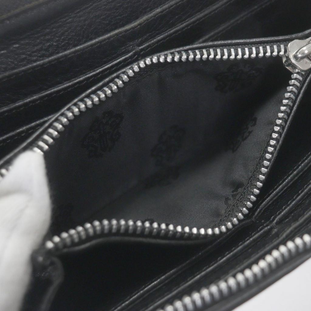 Great CHROME HEARTS Purse REC ZIP Black Leather Mens Used