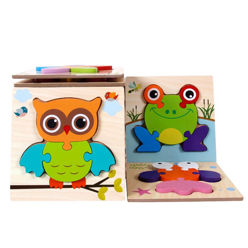 3D Wooden Cartoon Animal & Vehicle Puzzle Board for Early Childhood Education