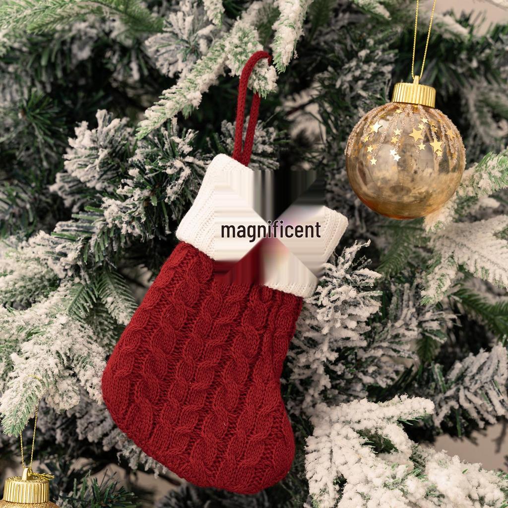 Cute Christmas Knitted Wool Stockings - Festive Tree Ornaments and Decorative Props
