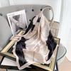 Silk scarf female stripe black and white printing spring and summer new decoration simple fashion simulation silk square scarf
