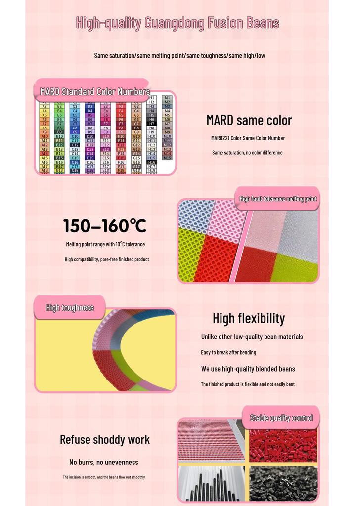 250g/500g Macaron Perler Beads - 221 Color Options, 2.6mm Fusion Beads for Crafting