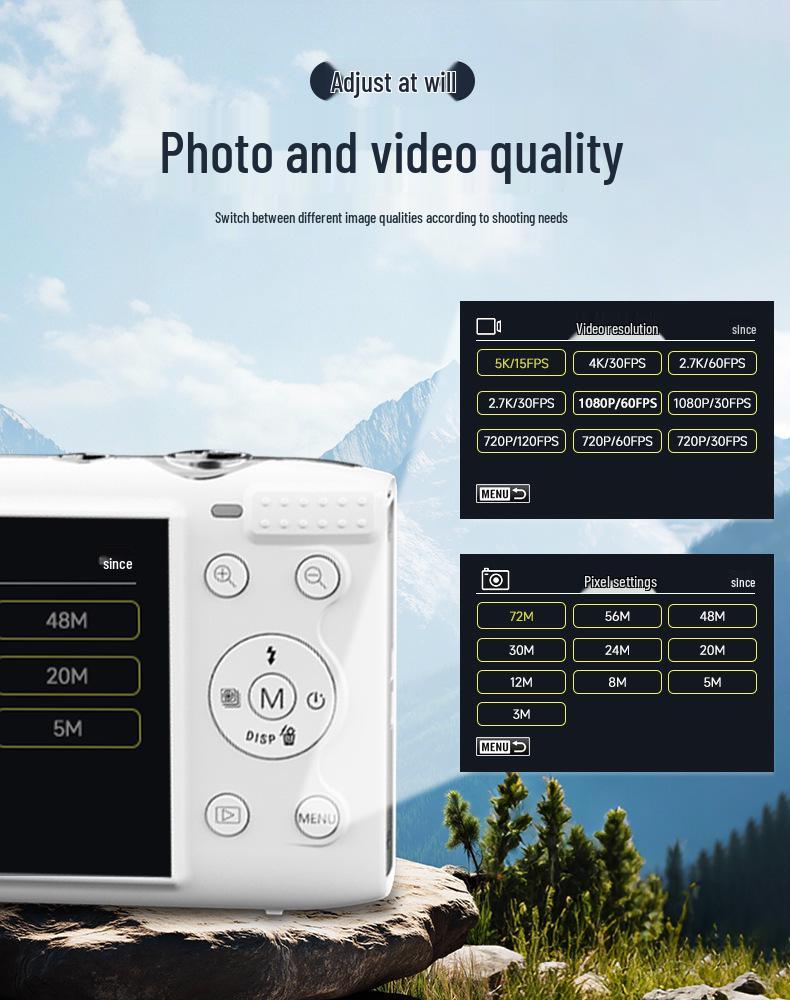 5K HD CCD Digital Mini Selfie Camera for Students and Home Use