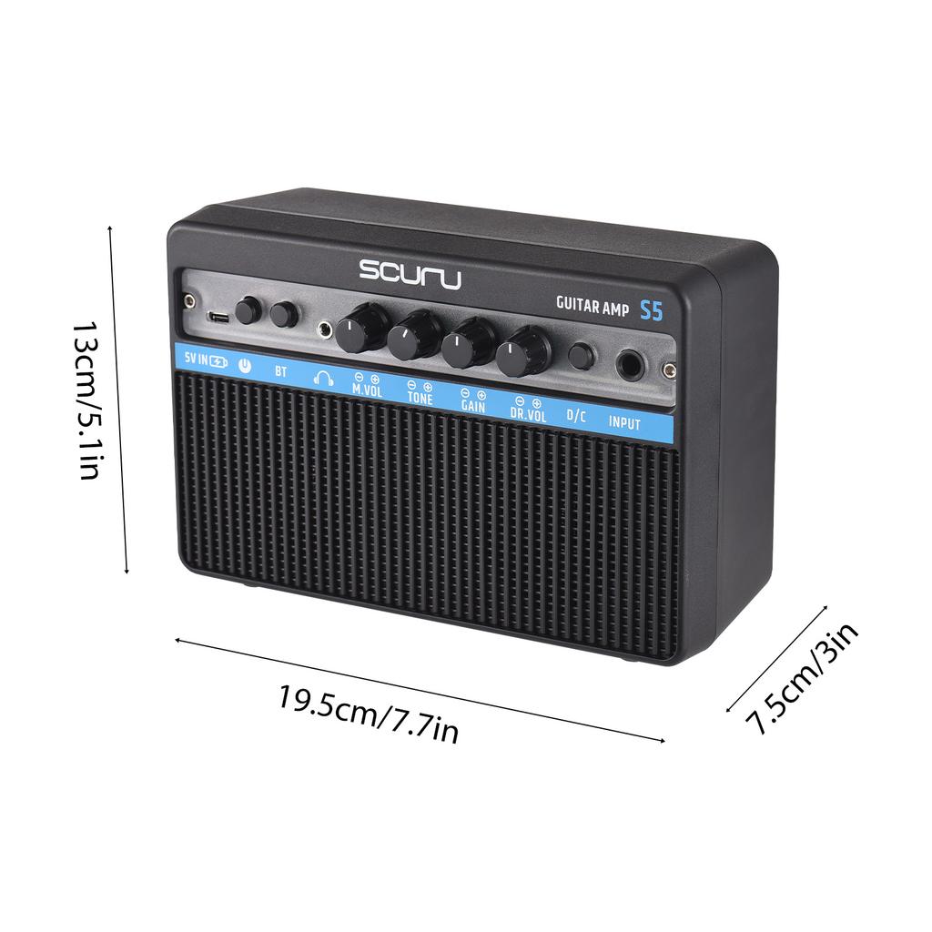 Scuru 16W Small Electric Guitar Amp Portable Guitar Practice Speaker Ενσωματωμένο εφέ παραμόρφωσης