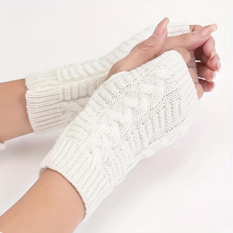 4 Pairs Stay Warm & Stylish This Winter: Fingerless Knit Long Gloves for Women