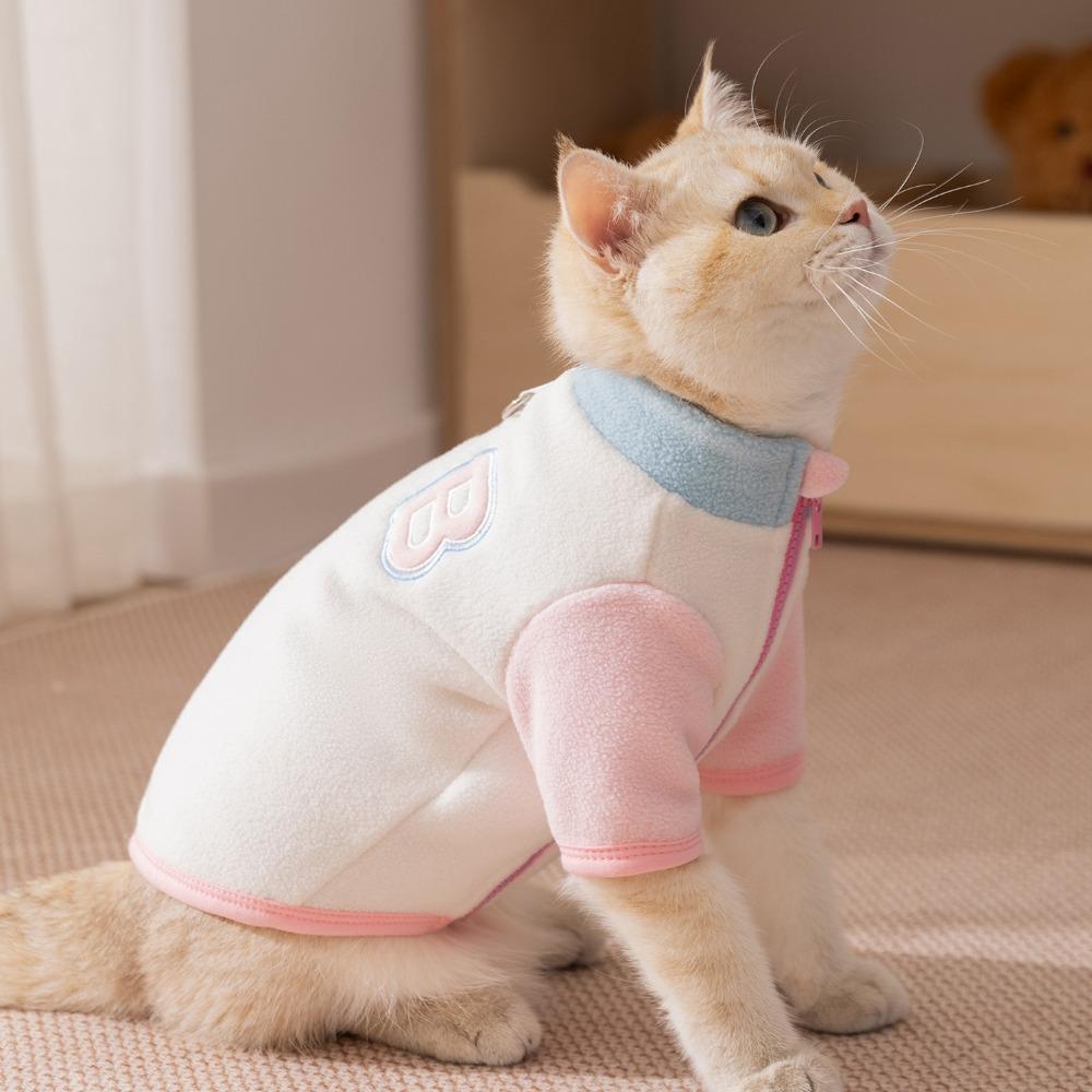 Pet clothes simple contrasting color BB two feet traction fleece cat German hairless cat autumn and winter cat clothes