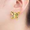 Nidin Hot Sale Rainbow Butterfly Shape Stud Earrings For Women Female Copper Inlaid Colorful Zircon Fashion Cute Ear Jewelry
