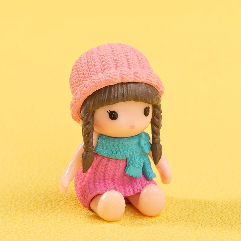 Micro Landscape Decoration Cute Cartoon Doll Girl Four-color Hat Birthday Gift Small Ornaments