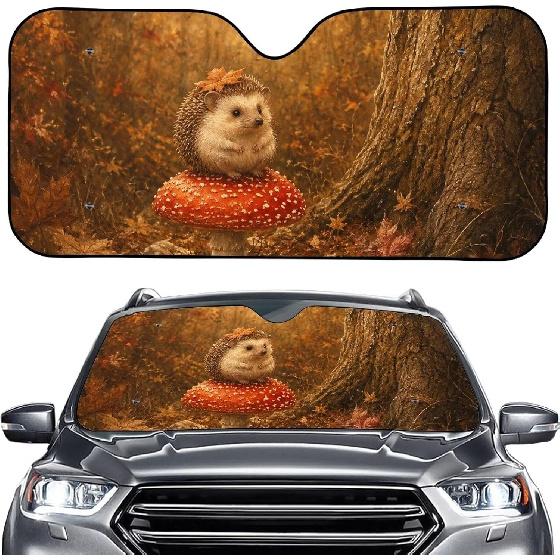 Talayituse Funny Family Dogs Print Windshield Sunshade for Car SUV Truck Foldable Uv Ray Reflector Front Window Sun Shade Visor Shield Cover